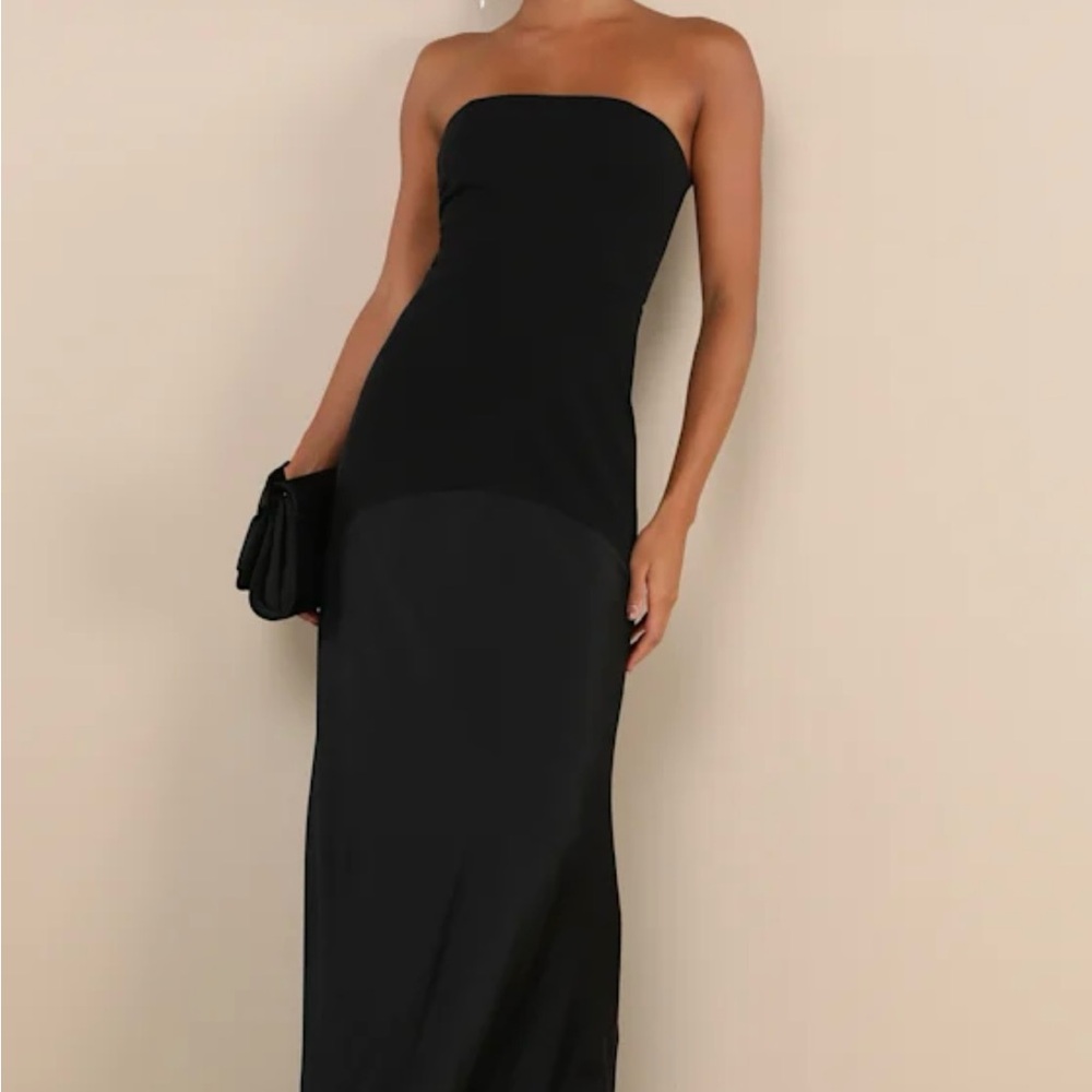 Lulu's Classic Black Strapless Maxi Dress
